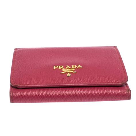 prada baby pink wallet|Prada pink leather wallet.